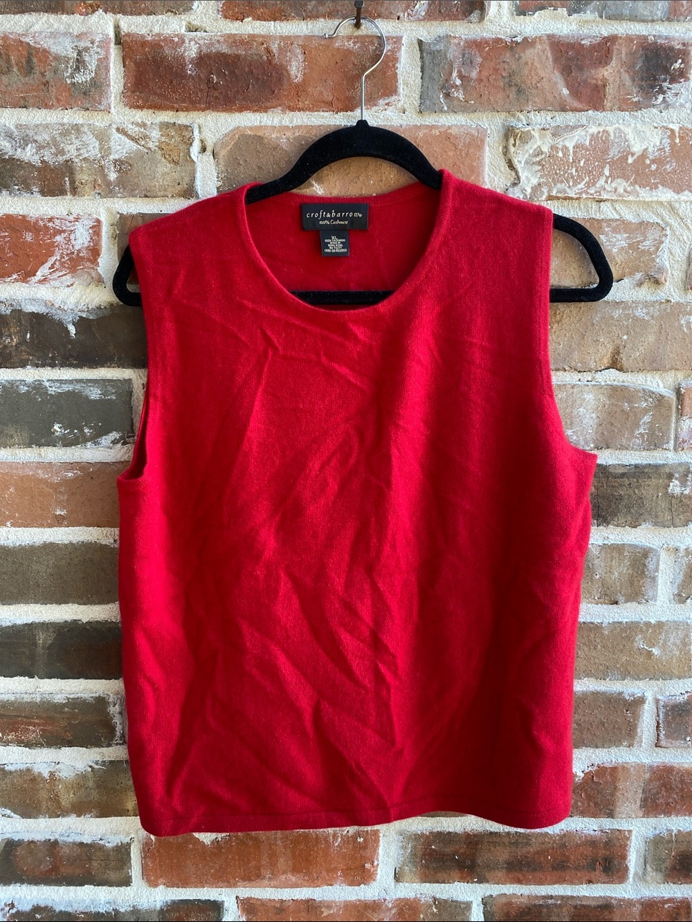 croft & barrow Bright Red Sleeveless 100% Cashmere Tank